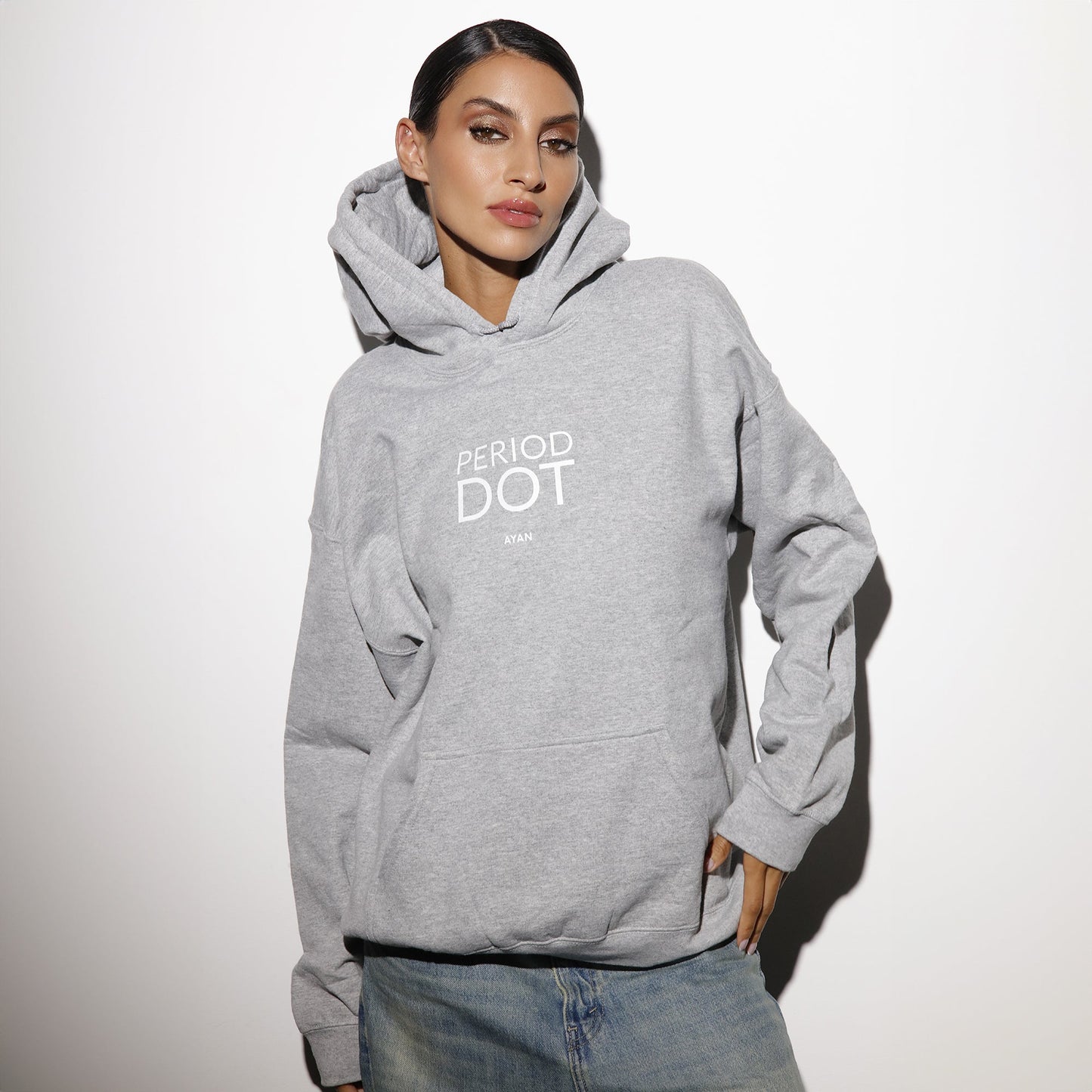 PERIOD.DOT HOODIE GREY - AYAN BEAUTY