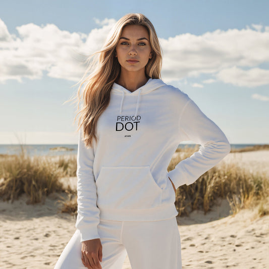 PERIOD.DOT HOODIE WHITE - AYAN BEAUTY