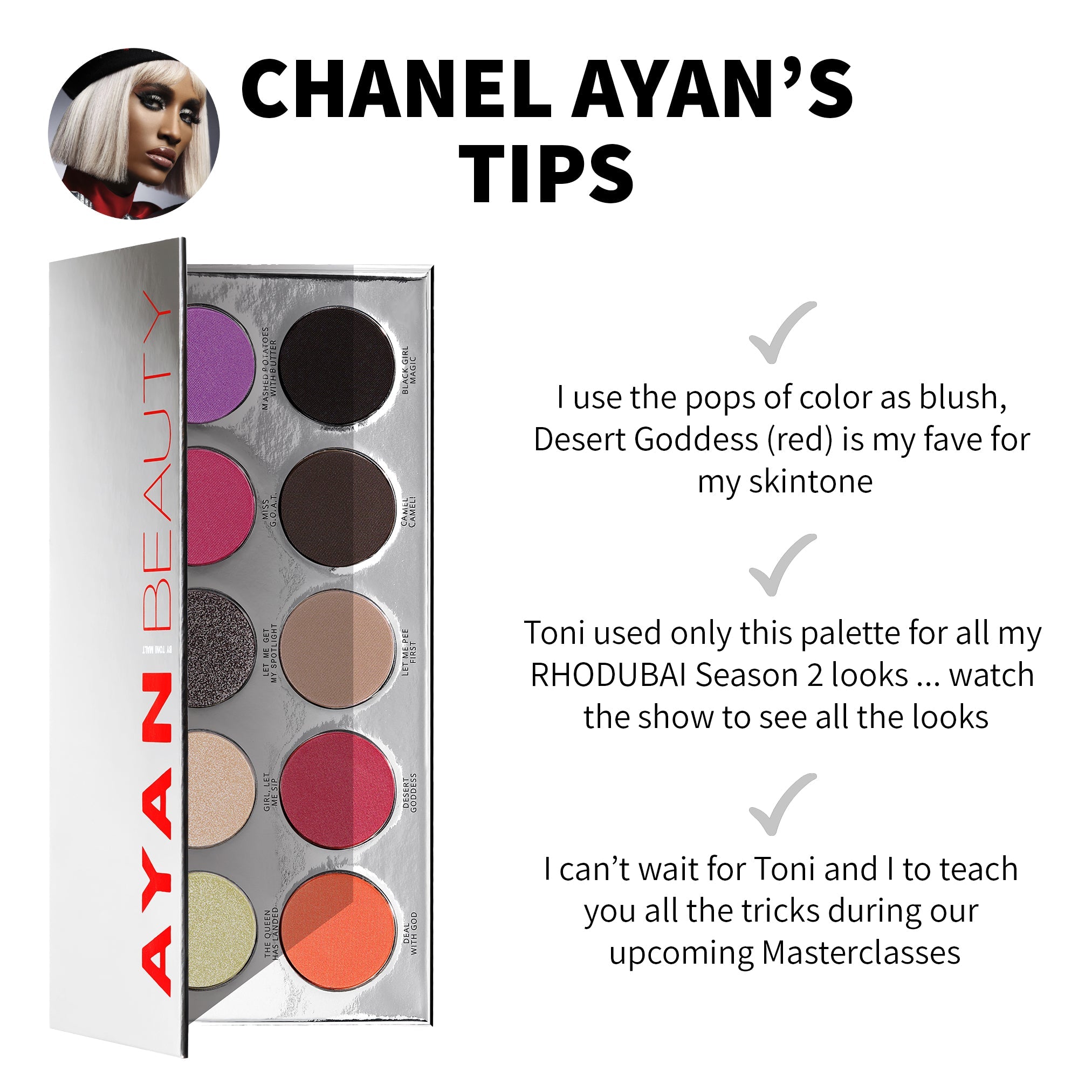 ayan beauty Chanel ayan luxury best eye pencil pressed pigment palette eyeshadow glitter diamonds metallic matte real housewives bravotv