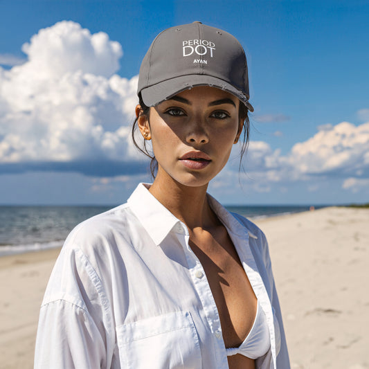 PERIOD DOT DISTRESSED CAP GREY