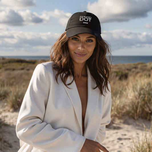 PERIOD DOT DISTRESSED CAP BLACK - AYAN BEAUTY