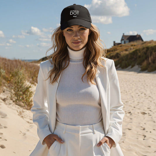 PERIOD DOT DISTRESSED CAP BLACK - AYAN BEAUTY