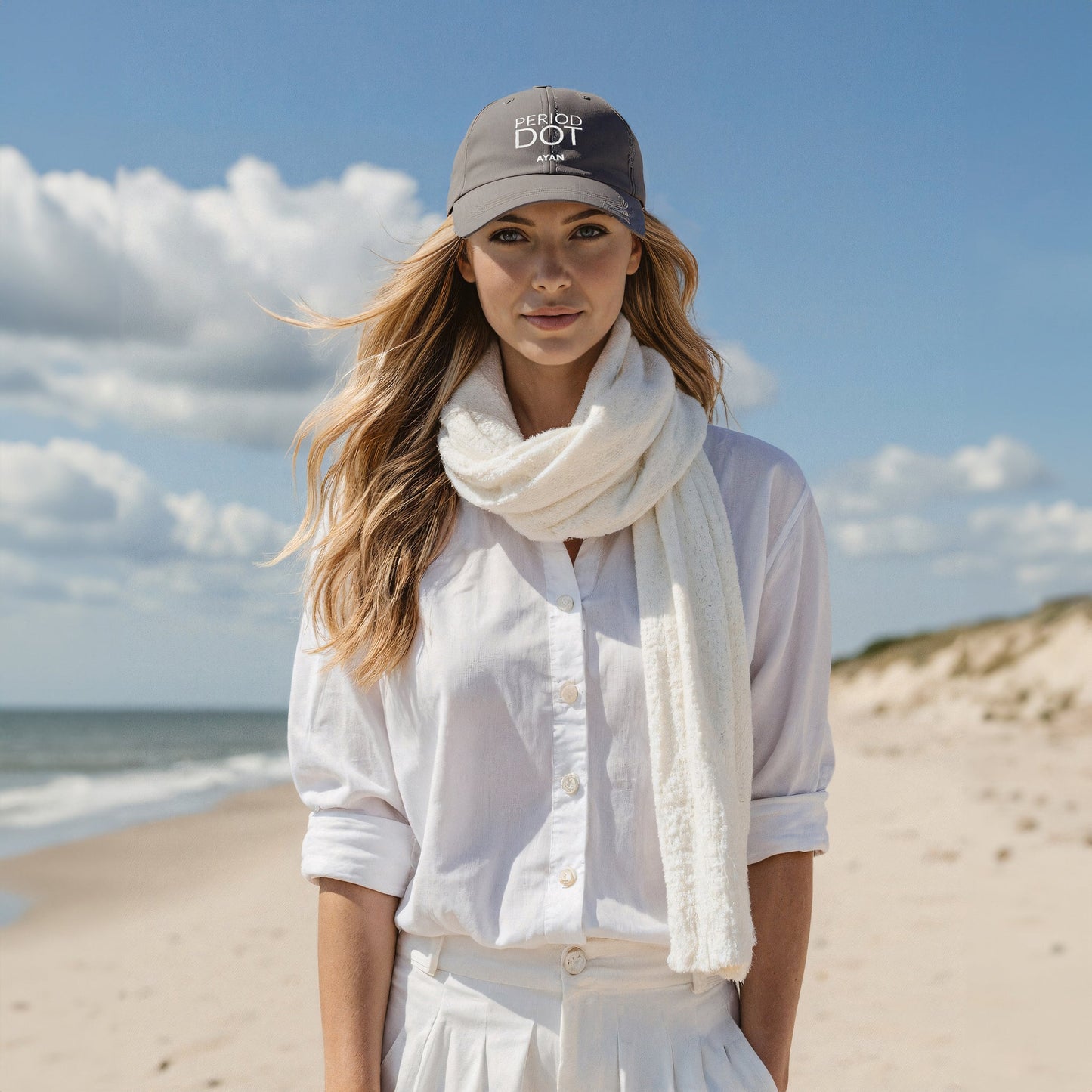 PERIOD DOT DISTRESSED CAP GREY - AYAN BEAUTY