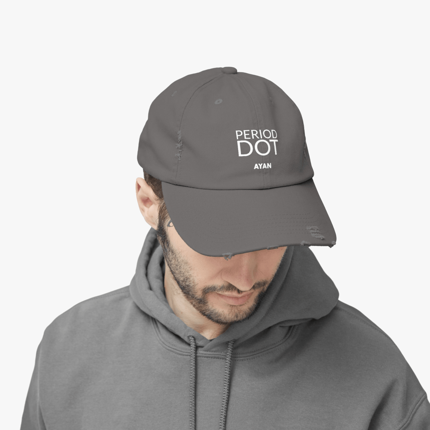 PERIOD DOT DISTRESSED CAP GREY - AYAN BEAUTY