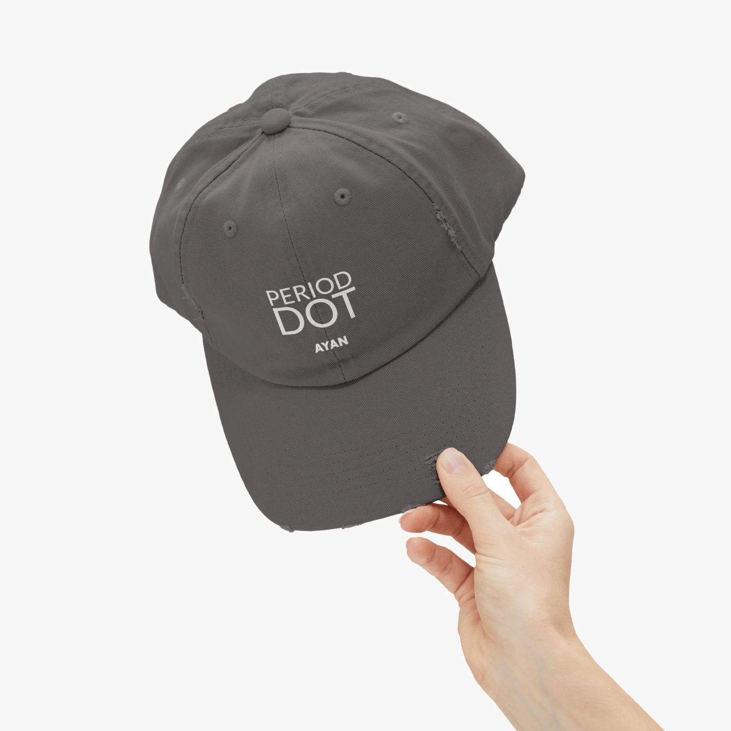 PERIOD DOT DISTRESSED CAP GREY - AYAN BEAUTY