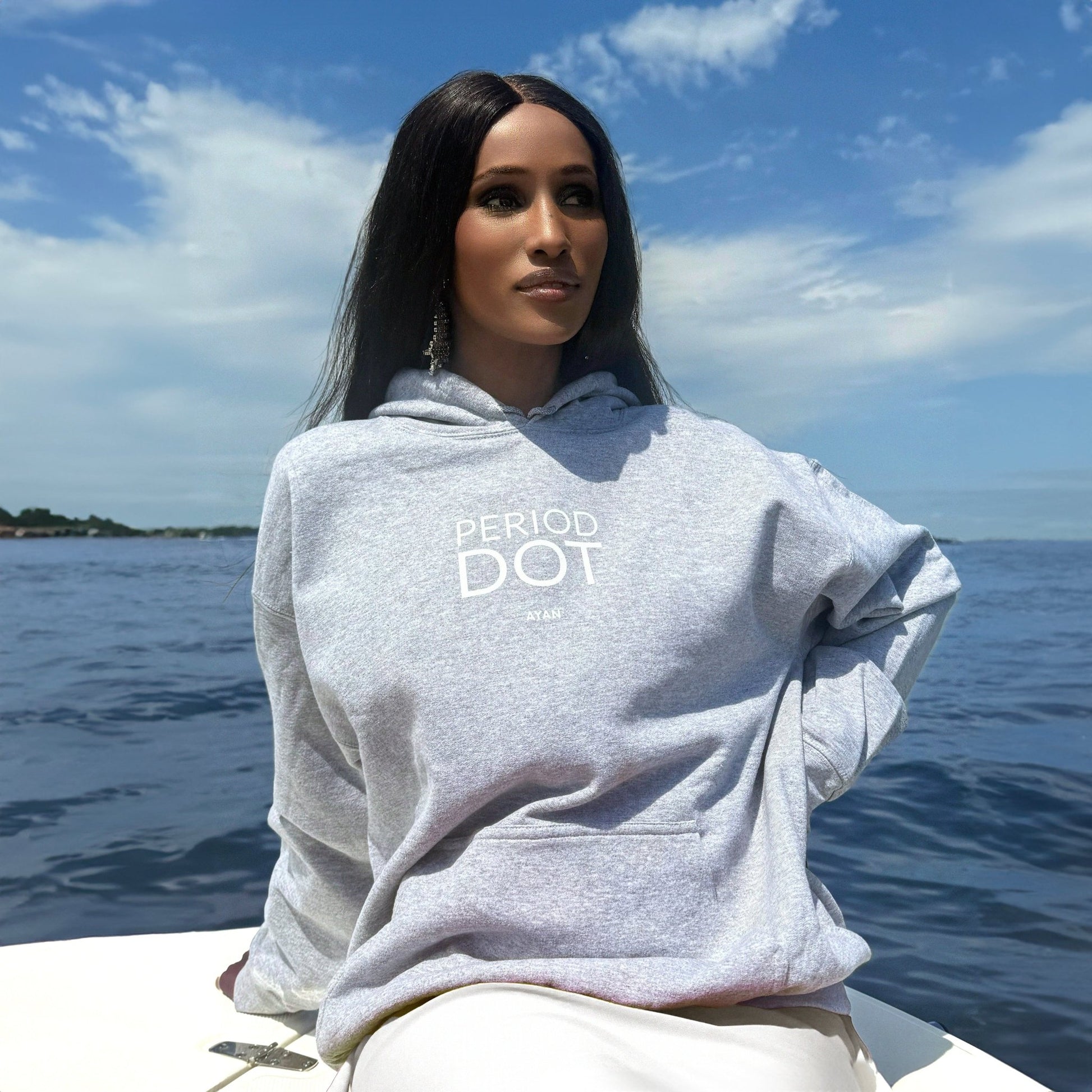 PERIOD.DOT HOODIE GREY - AYAN BEAUTY