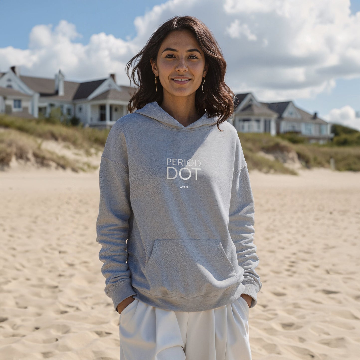 PERIOD.DOT HOODIE GREY - AYAN BEAUTY