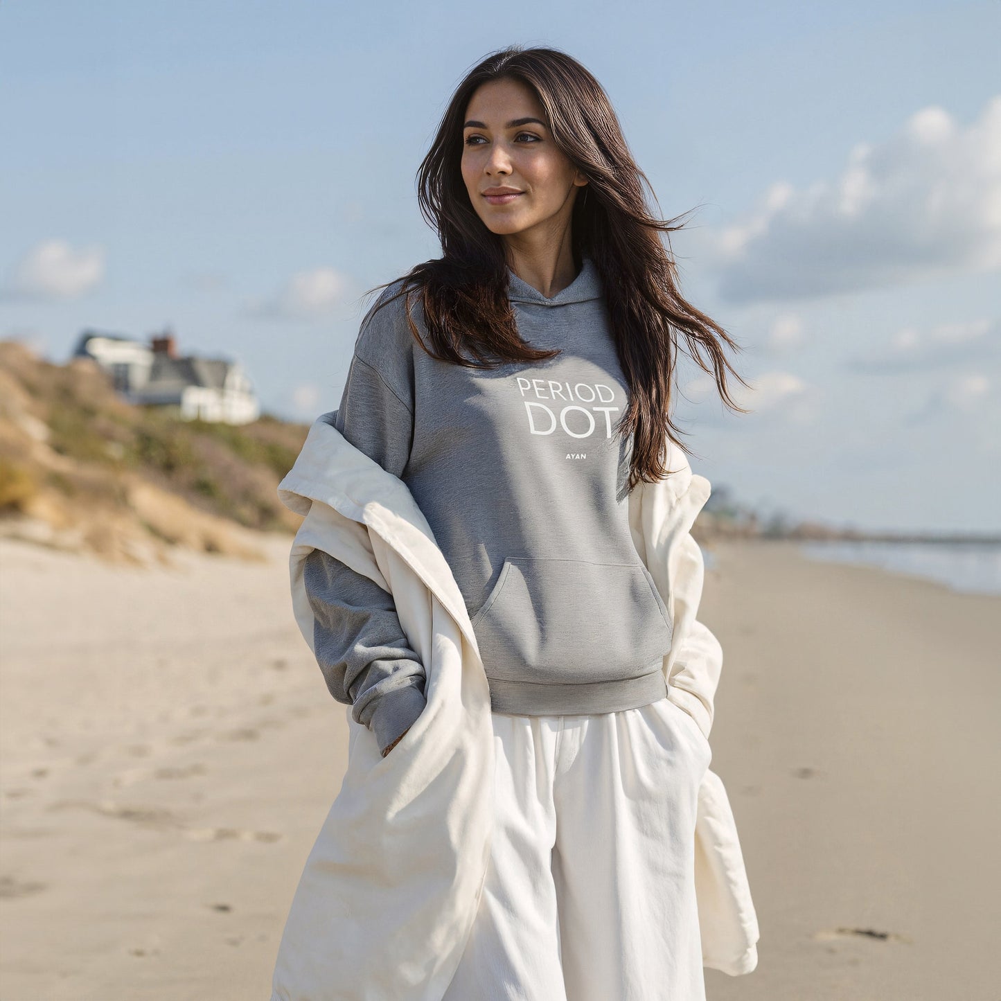 PERIOD.DOT HOODIE GREY - AYAN BEAUTY
