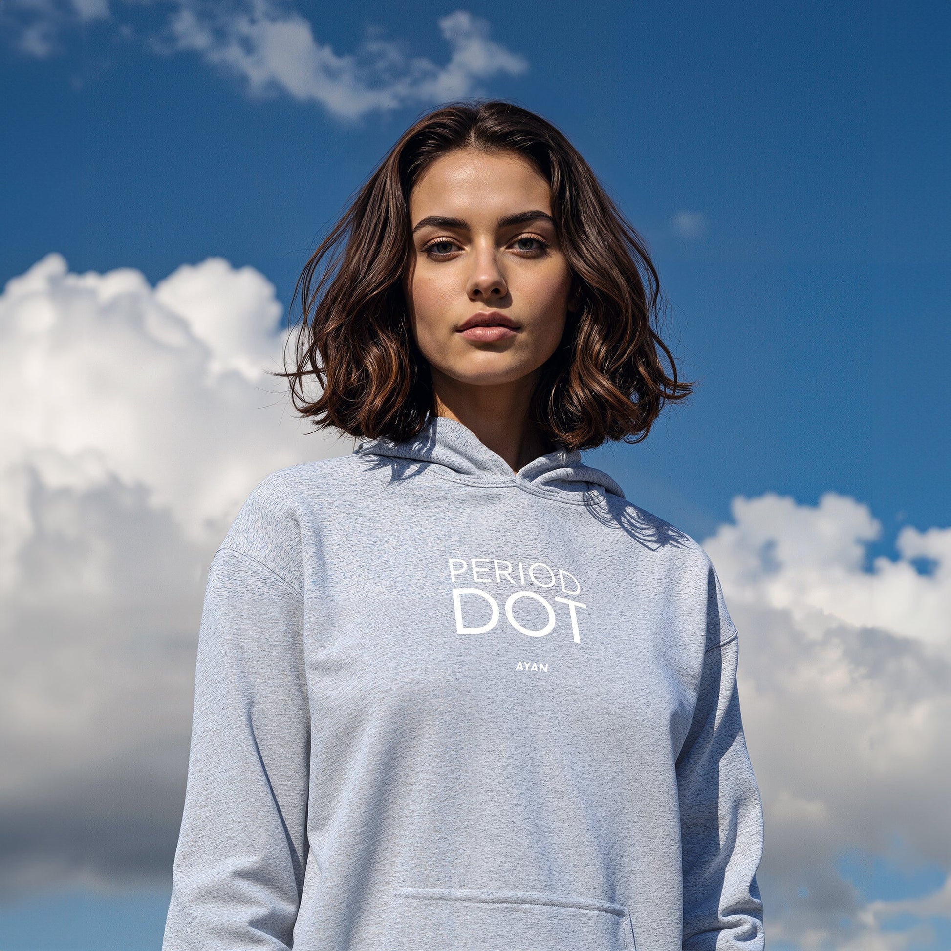 PERIOD.DOT HOODIE GREY - AYAN BEAUTY