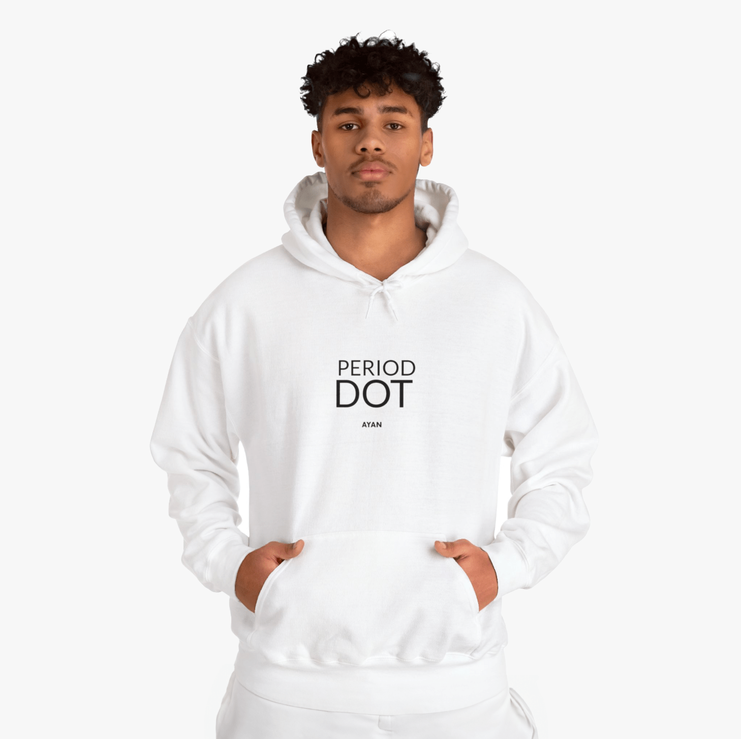 PERIOD.DOT HOODIE WHITE - AYAN BEAUTY