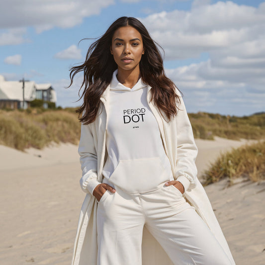PERIOD.DOT HOODIE WHITE - AYAN BEAUTY