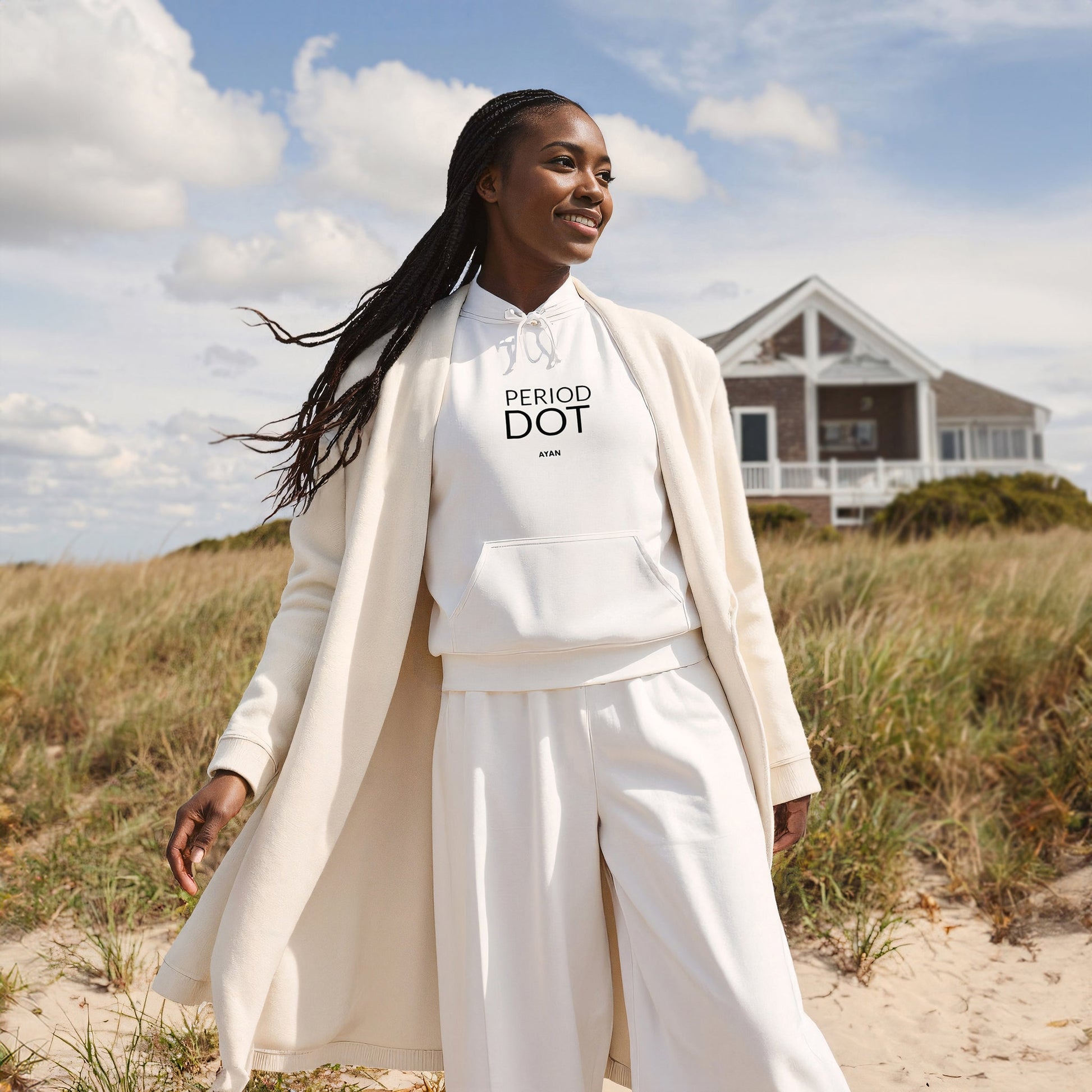 PERIOD.DOT HOODIE WHITE - AYAN BEAUTY