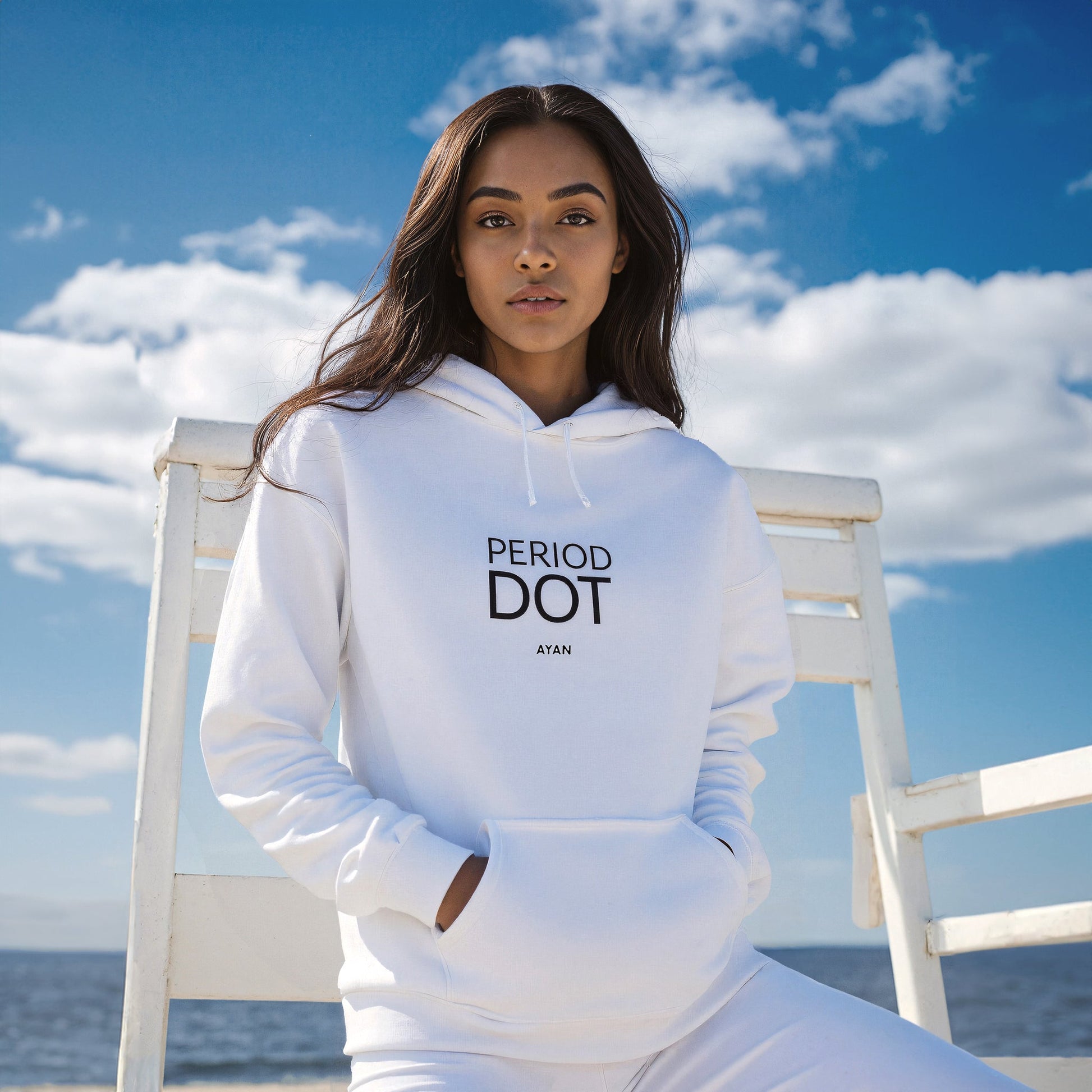 PERIOD.DOT HOODIE WHITE - AYAN BEAUTY